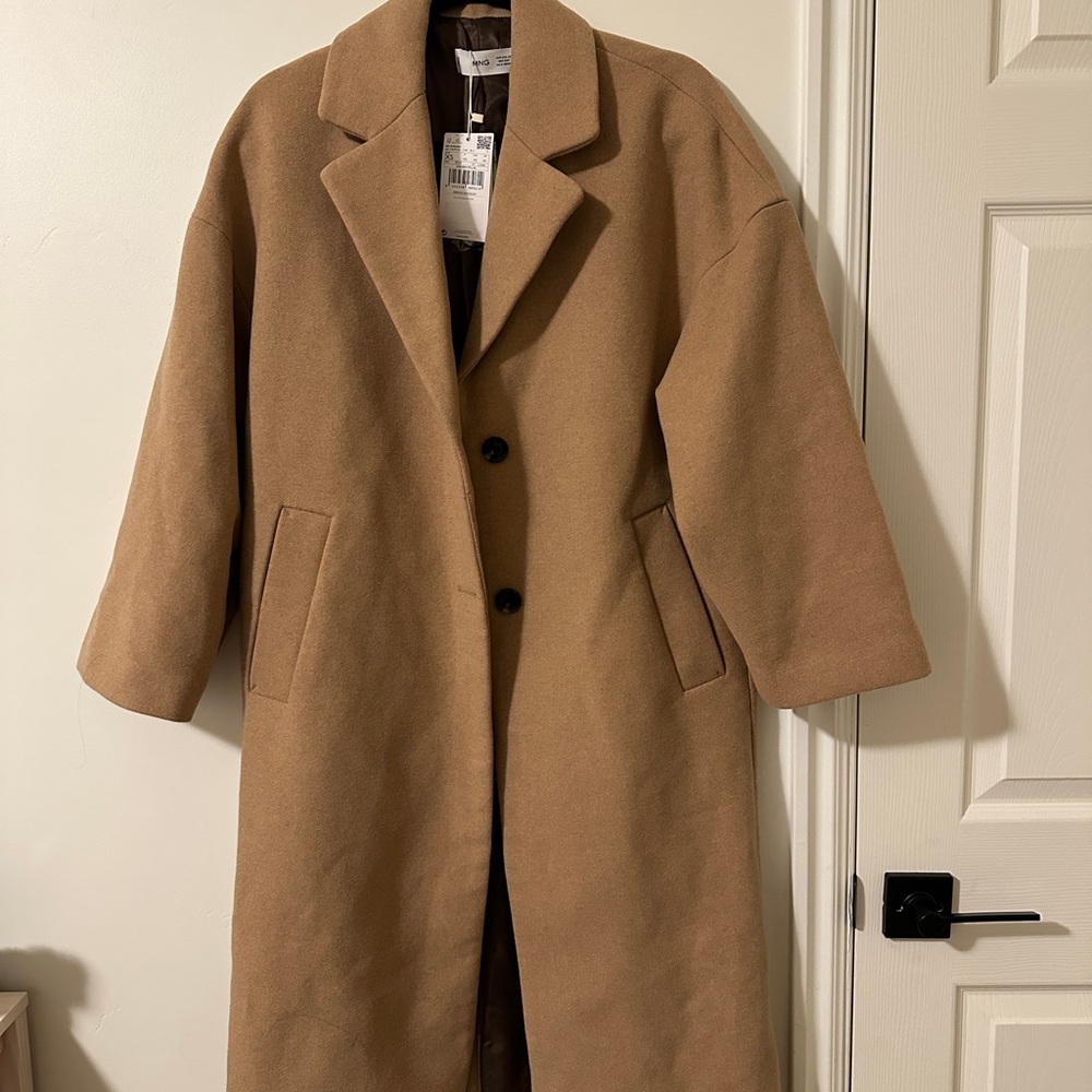 Mango oversized tan wool coat